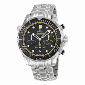 Omega Seamaster Diver Co-axial Automatic Chronograph Black Dial Stainless Steel Men's Watch 21230445001002
