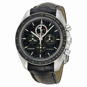 Omega Speedmaster Chronograph Black Dial Black Leather Men's Watch 31133443201001