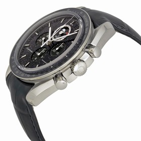 Omega Speedmaster Chronograph Black Dial Black Leather Men's Watch 31133443201001