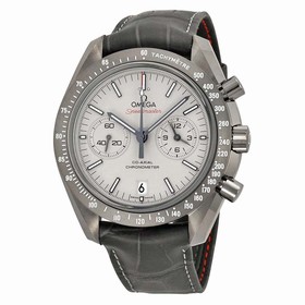 Omega Speedmaster Professional Grey Side of the Moon Chronograph Automatic Sandblasted Platinum Dial Grey Leather Men's Watch 31193445199001