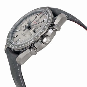 Omega Speedmaster Professional Grey Side of the Moon Chronograph Automatic Sandblasted Platinum Dial Grey Leather Men's Watch 31193445199001