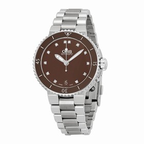 Oris Aquis Date Diamonds Brown Dial Stainless Steel Ladies Watch 01 733 7652 4192-07 8 18 01P