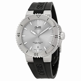 Oris Aquis Date Silver Dial Black Rubber Men's Watch 01 733 7676 4141-07 4 21 34