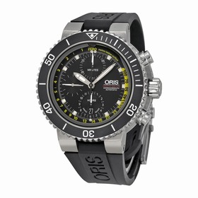 Oris Aquis Depth Gauge Chronograph Black Dial Black Rubber Men's Watch 774-7708-4154SET