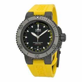 Oris Aquis Depth Guage Black Dial Yellow Rubber Men's Watch 733-7675-4754SET