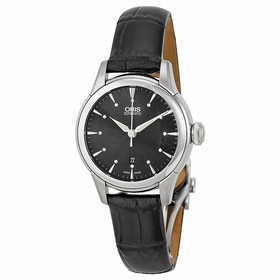 Oris Artelier Date Black Dial Black Leather Ladies Watch 01 561 7687 4094-07 5 14 60FC