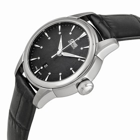 Oris Artelier Date Black Dial Black Leather Ladies Watch 01 561 7687 4094-07 5 14 60FC