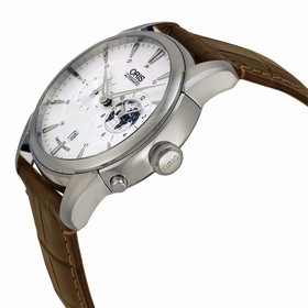 Oris Artelier GMT Automatic Silver White Dial Brown Leather Men's Watch 690-7690-4081LS