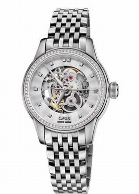 Oris Artelier Silver Skeleton Dial Stainless Steel Ladies Watch 01 560 7687 4919-07 8 14 77
