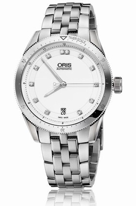 Oris Artix GT Date Diamonds White Dial Stainless Steel ladies Watch 01 733 7671 4191-07 8 18 85