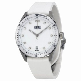 Oris Artix GTDate Diamonds White Dial White Rubber Ladies Watch 733-7671-4191RS