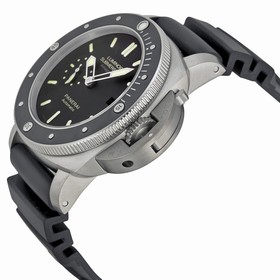 Panerai Luminar Submersible 1950 Amagnetic Black Dial Black Rubber Men's Watch PAM00389