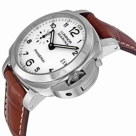 Panerai Luminor 1950 Automatic White Dial Brown Leather Men's Watch PAM00523