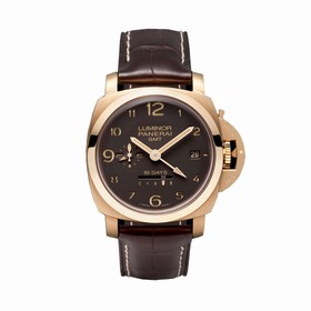 Panerai Luminor 1950 Brown Dial 18kt Pink Gold Brown Leather Men's Watch PAM00492