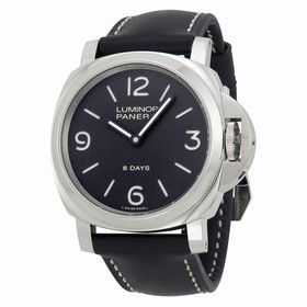 Panerai Luminor Base 8 Days Acciaio Mechanical Black Dial Men's Watch PAM00560
