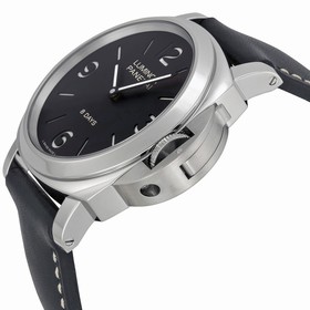 Panerai Luminor Base 8 Days Acciaio Mechanical Black Dial Men's Watch PAM00560