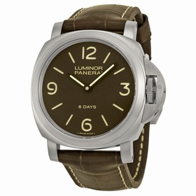 Panerai Luminor Base 8 Days Acciaio Mechanical Brown Dial Men's Watch PAM00562