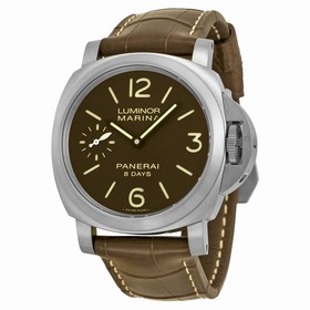 Panerai Luminor Marina 8 Days Titanio Mechanical Brown Dial Brown Leather Men's Watch PAM00564