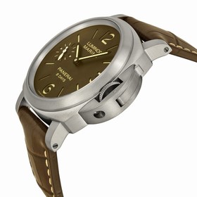 Panerai Luminor Marina 8 Days Titanio Mechanical Brown Dial Brown Leather Men's Watch PAM00564