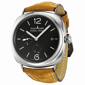 Panerai Radiomir 10 Days GMT Black Dial Brown Leather Strap Men's Watch PAM00323