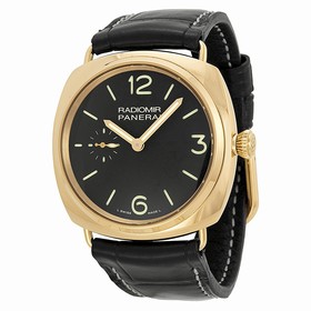 Panerai Radiomir Oro Rosa Black Dial 18kt Rose Gold Black Leather Men's Watch PAM00378