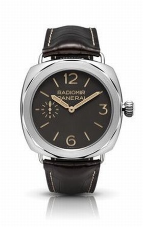 Panerai Radiomir Platinum Brown Dial Black Leather Strap Men's Watch PAM00521