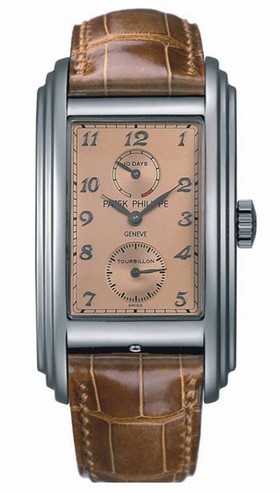 Patek Philippe 10 Day Tourbillion Rose Gold Dial Brown Leather Men's Watch 5101P