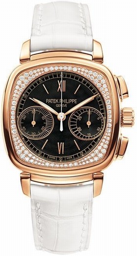 Patek Philippe Complications Black and Diamond Dial Ladies Watch 7071R-010
