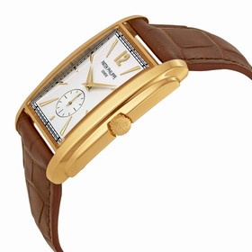 Patek Philippe Gondolo Silver Dial Yellow Gold Leather Men's Watch 5124J-001