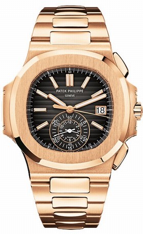 Patek Philippe Nautilus Black Dial 18kt Rose Gold Chronograph Automatic Men's Watch 5980-1R-001