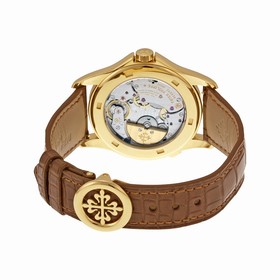 Patek Philippe World Time Silver Dial 18kt Yellow Gold Brown Leather Men's Watch 5130J