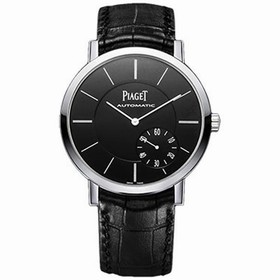 Piaget Altiplano Automatic Black Dial Black Leather Men's Watch G0A37126