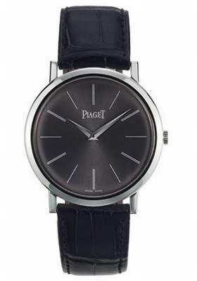 Piaget Altiplano Mechanical Black Dial 18Kt White Gold Men's Watch GOA29113