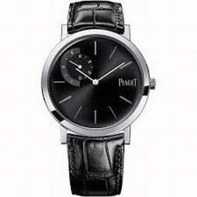 Piaget Altiplano Mechanical Black Dial Black Leather Men's Watch G0A34114