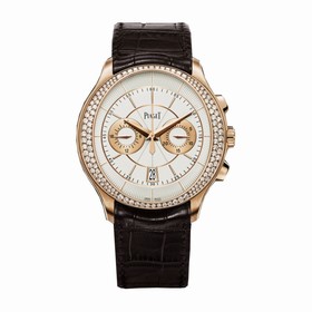 Piaget Gouverneur Silver Guilloche Dial 18K Rose Gold Diamond Men's Watch G0A39115