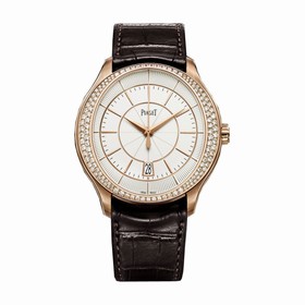 Piaget Gouverneur Silver Guilloche Dial 18K Rose Gold Diamond Men's Watch GOA39114