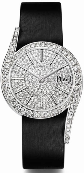 Piaget Limelight Gala Diamond Dial Black Satin Strap Ladies Watch G0A38162