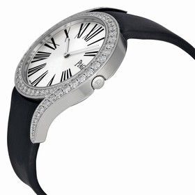 Piaget Limelight Gala Silver Dial Black Satin Strap Ladies Watch G0A39166