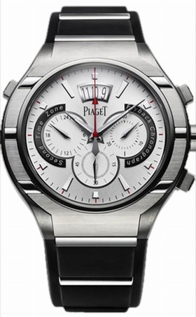 Piaget Polo FortyFive Automatic Silver Dial Black Rubber Men's Watch G0A34001
