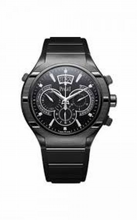 Piaget Polo FortyFive Chronograph Black Dial Rubber Men's Watch G0A37004