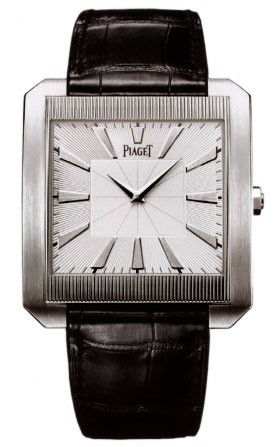 Piaget Protocole XXL Silver Dial Black Leather Men's Watch GOA32004