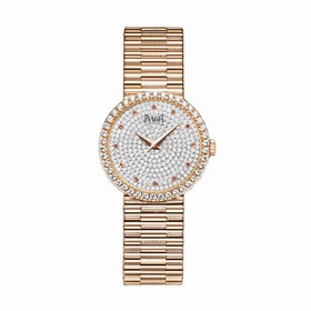 Piaget Traditional Diamond Pave Garnet Dial 18K Gold Ladies Watch GOA37044