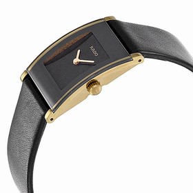 Rado Integral Black Dial Black Leather Ladies Watch R20789155
