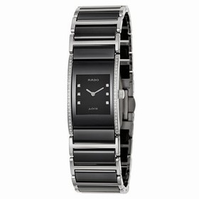 Rado Integral Quartz Black Dial Stainless Steel And Black Ceramic Ladies Watch R20759759