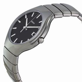 Rado True Black Dial Platinum-tone Ceramic Ladies Watch R27654162