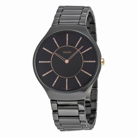 Rado True Thinline Black Ceramic Ladies Watch R27741702