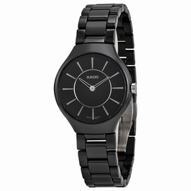 Rado True Thinline Black Dial Black Ceramic Ladies Watch R27742162
