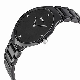 Rado True Thinline Black Dial Black Ceramic Men's Watch R27741712