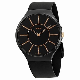 Rado True Thinline Diamond Black Dial Black Ceramic Men's Watch R27741709