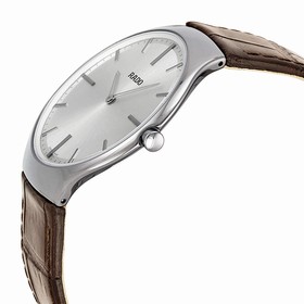 Rado True Thinline Silver Dial Brown Leather Men's Watch R27955105